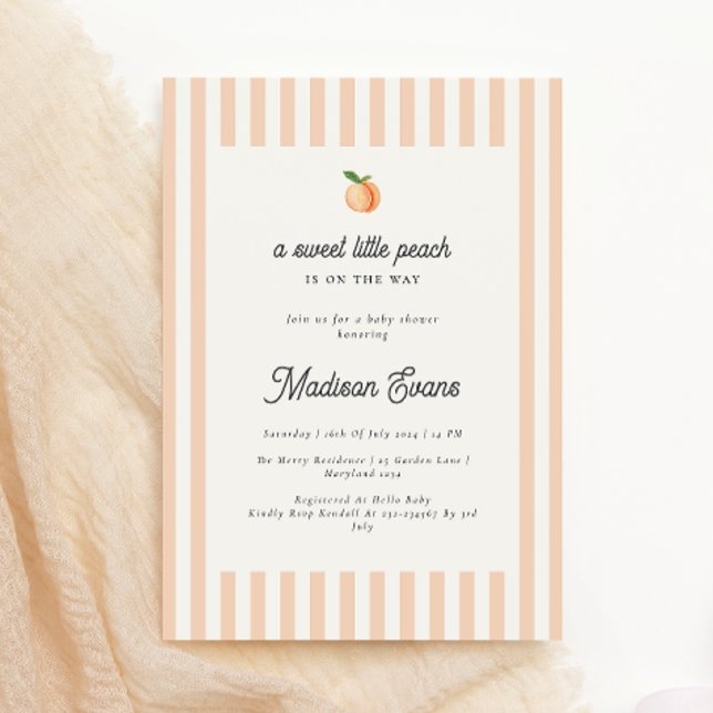 Invitation de petit Baby shower doux avec rayures (Créateur téléchargé)