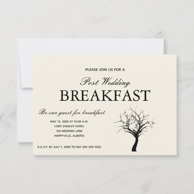 Invitation de petit déjeuner post-nuptial en bois  (Devant)
