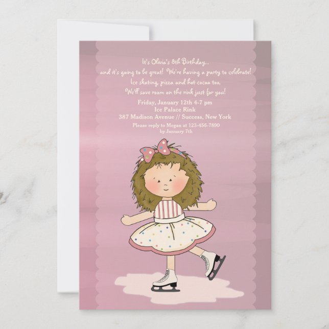 Invitation de petite fille de patin à glace (Devant)