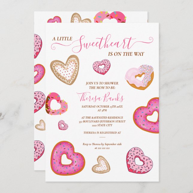 Invitation De petits coeurs de donuts pour la Saint-Valentin (Devant / Derrière)