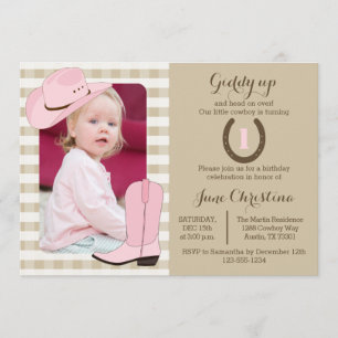 Invitation de photo d'anniversaire de cow-girl
