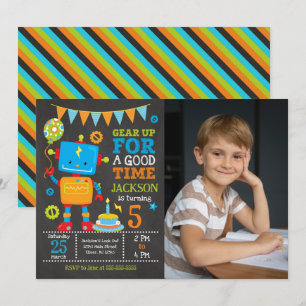 Invitation de photo d'anniversaire de garçon avec