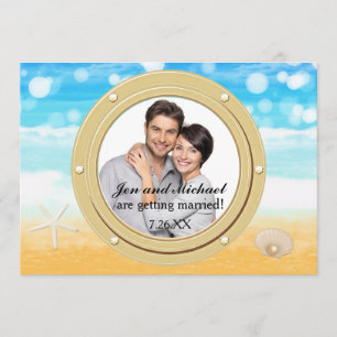 Invitation de photo de mariage de coquillage de cr