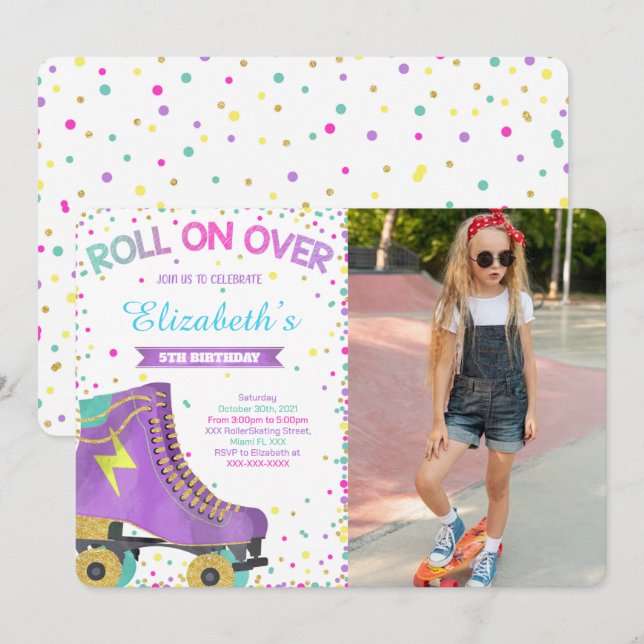 Invitation de photo de patin à roulettes  (Devant / Derrière)