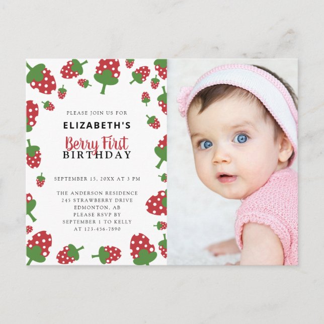 Invitation de photo de premier anniversaire de bai (Devant)