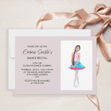 Invitation de photo de récital de danse rose