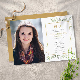 Invitation de photo de remise des diplômes de verd