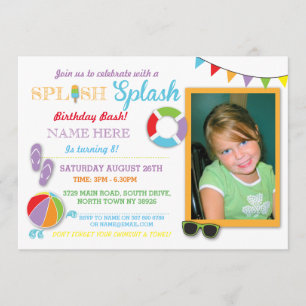 Invitation de photo d'éclaboussure d'anniversaire
