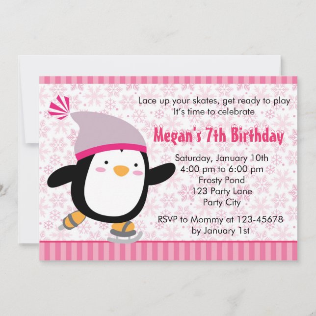 Invitation de pingouins - Anniversaire des filles  (Devant)