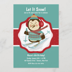 Invitation de pingouins de ski