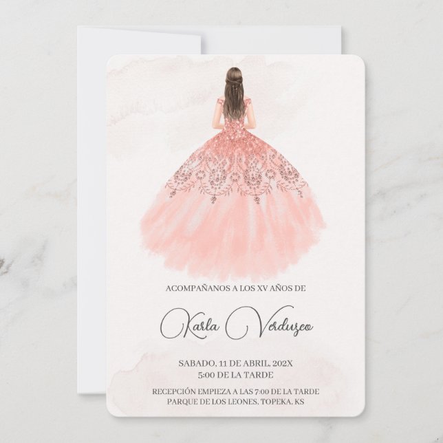 Invitation de Pink Quinceañera (Devant)