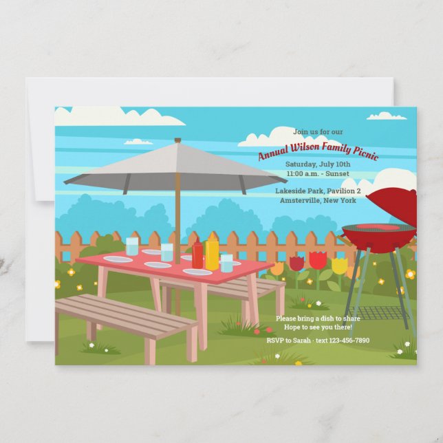 Invitation de pique-nique d'été (Devant)