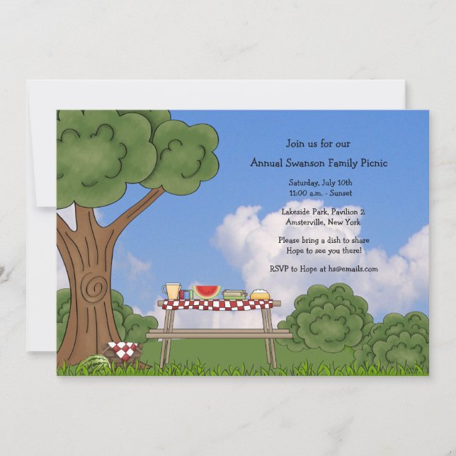 Invitation de pique-nique d'été (Devant)
