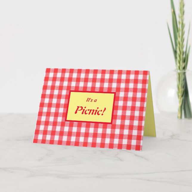 Invitation de pique-nique, rouge, blanc et jaune e (Devant)