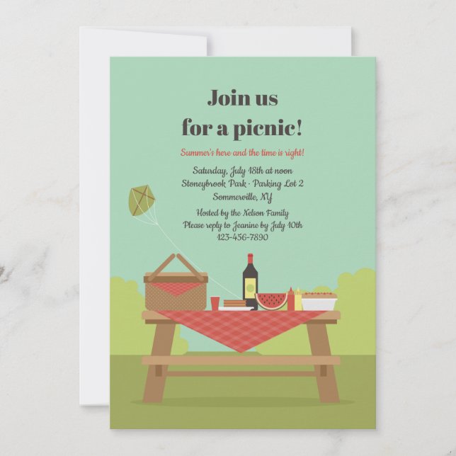 Invitation de pique-nique vintage (Devant)