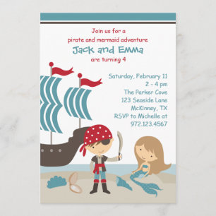 Invitation de Pirate et Sirène