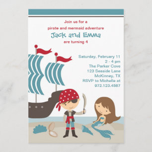 Invitation de Pirate et Sirène