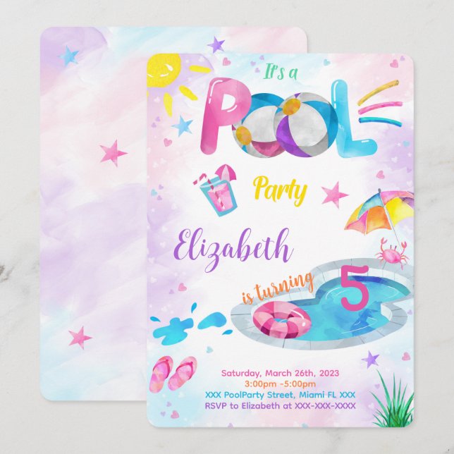 Invitation de piscine (Devant / Derrière)