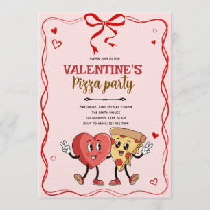 Invitation de pizza rétro de la Saint-Valentin gal