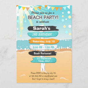 Invitation de plage d'anniversaire de plage de