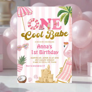 Invitation de plage pour une fille cool Pink Strip