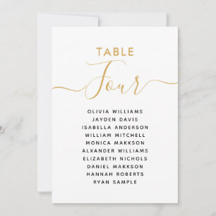 Invitation de plan de table élégant en or
