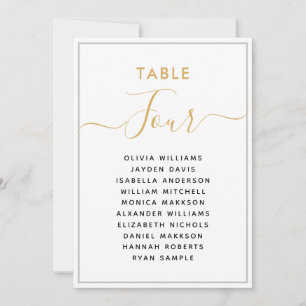 Invitation de plan de table élégant en or