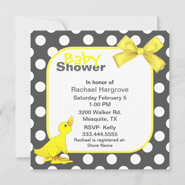 Invitation de Pois et de Baby showers de luxe (Devant)