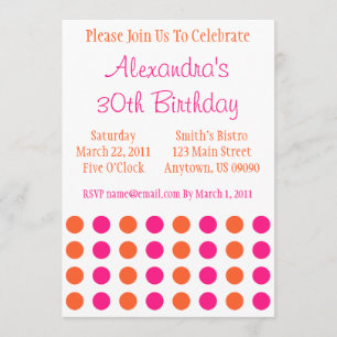 Invitation de pois (rose indien/orange)