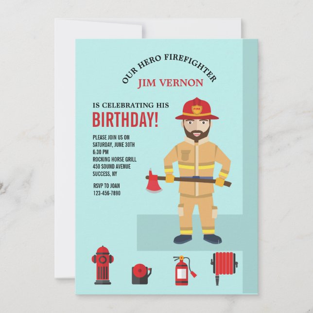 Invitation de pompiers et d'équipement (Devant)
