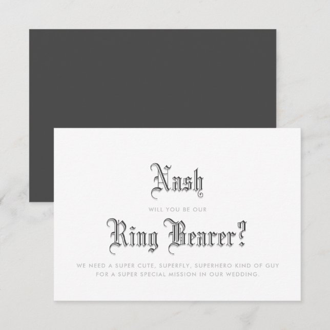 Invitation de porteur de bague Blackletter (Devant / Derrière)