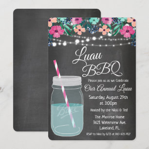 Invitation de pot de mason Luau Aloha