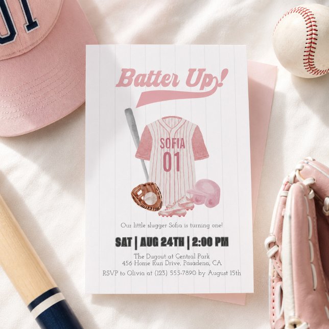 Invitation de premier anniversaire de baseball Bat (Créateur téléchargé)