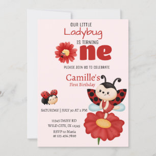 Invitation de premier anniversaire florale avec co