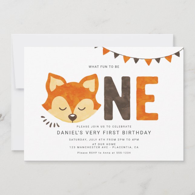 Invitation de premier anniversaire minimaliste de  (Devant)