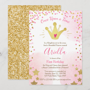 Invitation de premier anniversaire Princesse Gold 
