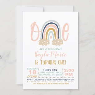 Invitation de premier anniversaire Rainbow moderne