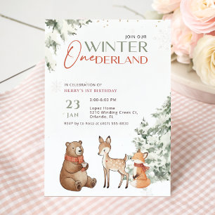 Invitation de premier anniversaire Watercolor Anim