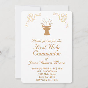 Invitation de première communion au calice d'or