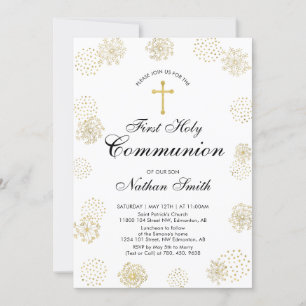 Invitation de première communion garçon   Or