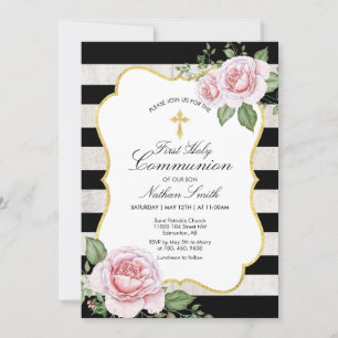 Invitation de première communion garçon   Or