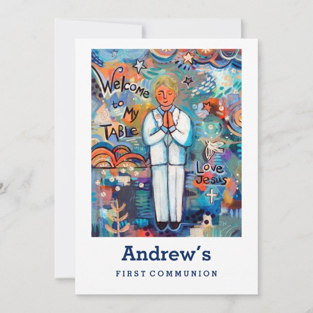 Invitation de première communion, personnalisable, (Devant)