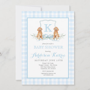 Invitation de Preppy Dog En vichy Crest Baby showe