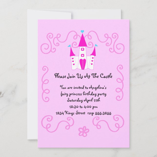 invitation de princesse de fées (Devant)