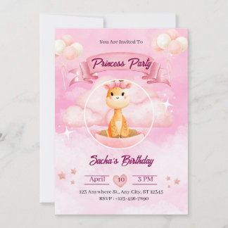 Invitation de Princesse Illustrative Aquarelle Ros
