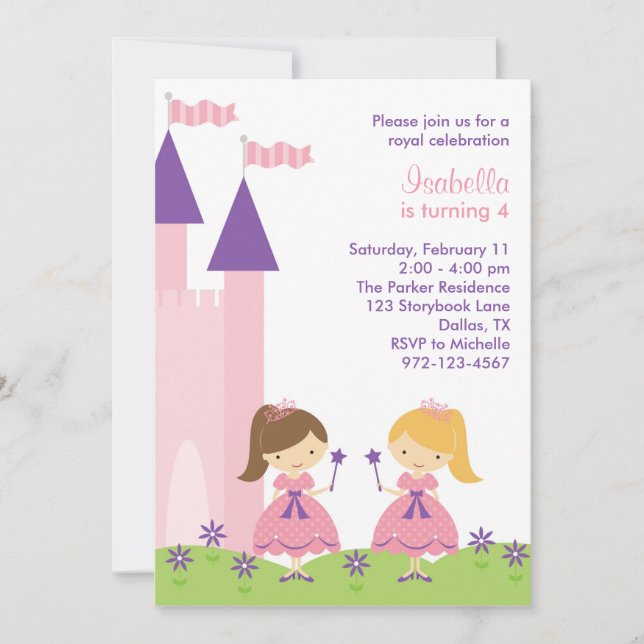 Invitation de princesse rose et pourpre (Devant)