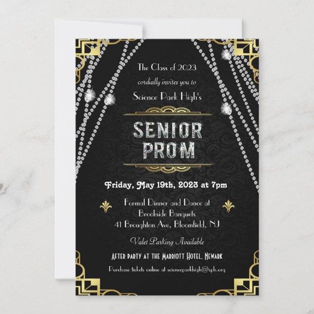Invitation de prom senior Art Déco 1920 (Devant)