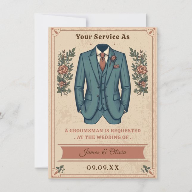 Invitation de proposition de garçon de mariage en  (Devant)