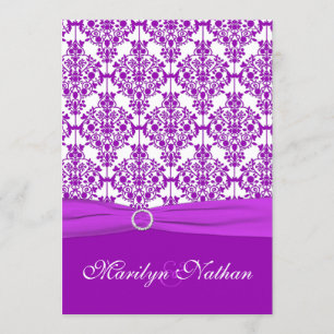 Invitation de Purple and White Mariage damassé