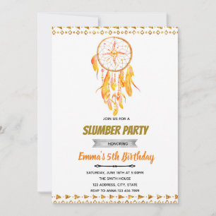 Invitation de pyjama party attrape-rêves or rose